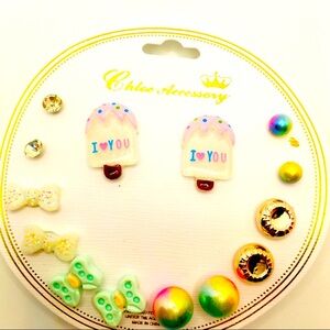 EARRINGS CUPCAKES BUTTERFLIES BOWS!! 7 PAIR